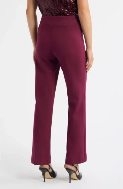 Anne Klein Women's Solid Wide-leg Pull-on Compression Pants In Burgundy