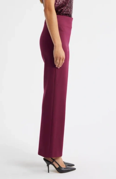 Anne Klein Women's Solid Wide-leg Pull-on Compression Pants In Burgundy