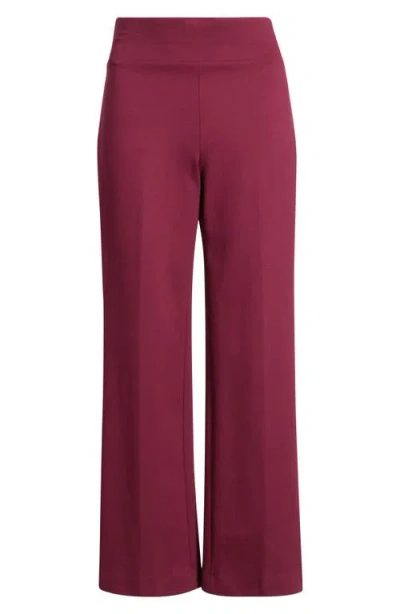 Anne Klein Women's Solid Wide-leg Pull-on Compression Pants In Burgundy