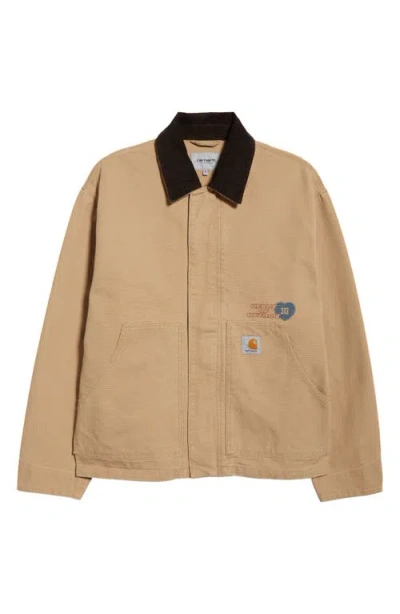 Carhartt Work In Progress Og Arcan Graphic Organic Cotton Canvas Jacket In Brown
