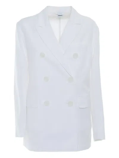 Aspesi Tailored White Double-breasted Blazer With Notched Lapel In White