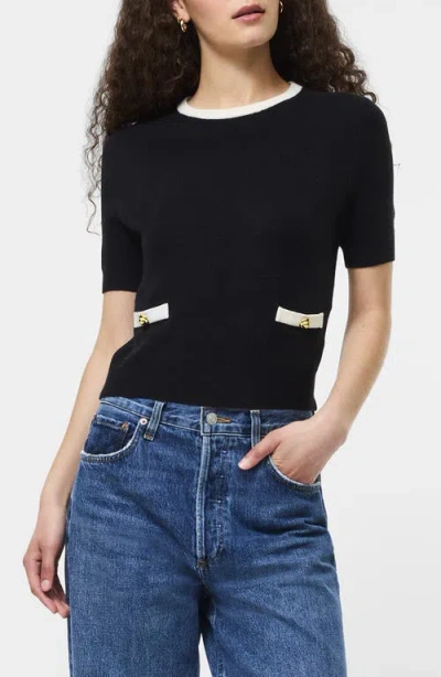 French Connection Babysoft Short Sleeve Sweater In Black
