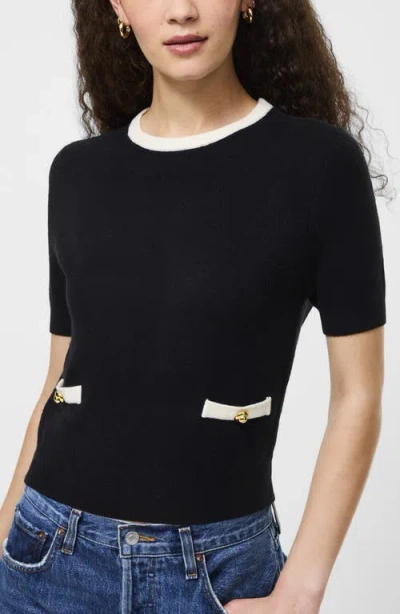 French Connection Babysoft Short Sleeve Sweater In Black