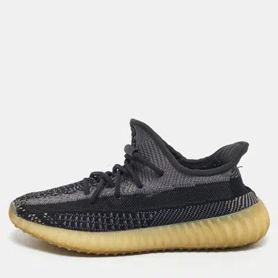 Pre-owned Yeezy X Adidas Black/grey Knit Fabric Boost 350 V2 Carbon Sneakers Size 39 1/3