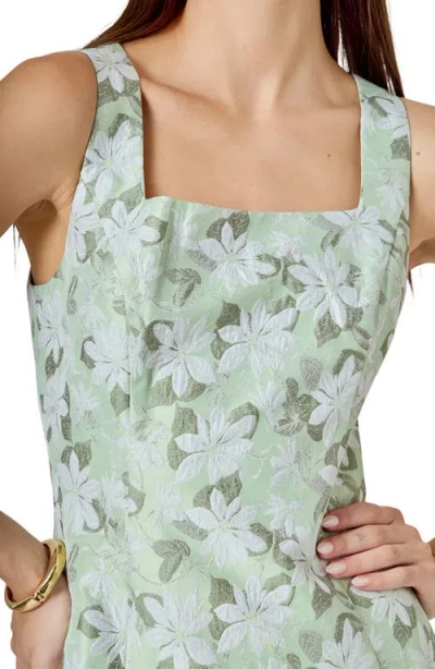 Endless Rose Sleeveless Square-neck Jacquard Mini Dress In Gray