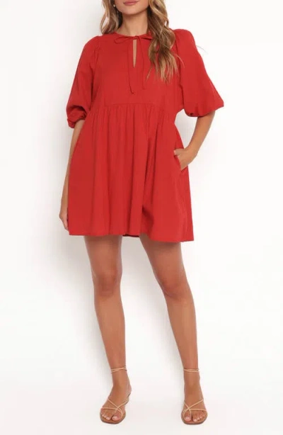 Petal And Pup Petal & Pup Cinzia Puff Sleeve Minidress In Red