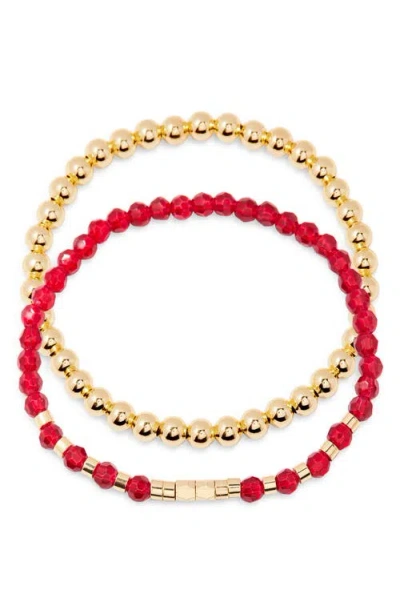 Brook & York Brook And York Makenna Set Of 2 Birthstone Beaded Stretch Bracelets In Gold
