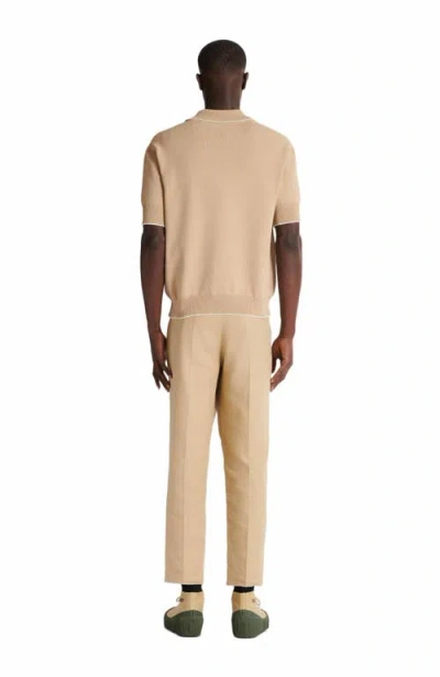 Balmain Écusson Embroidered Knit Polo Shirt In Brown