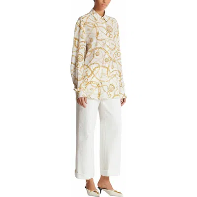 Balmain Printed Chains Long-sleeved Shirt In White