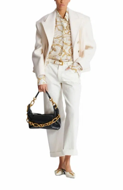 Balmain Printed Chains Long-sleeved Shirt In White