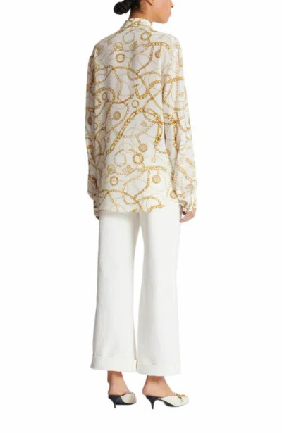 Balmain Printed Chains Long-sleeved Shirt In White