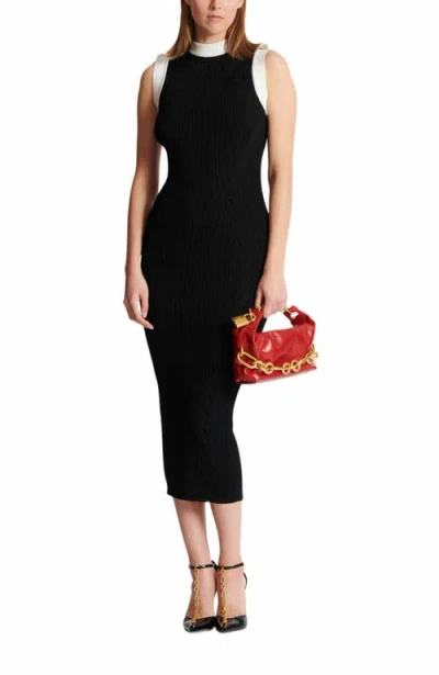 Balmain Sleeveless Torsade Knit Long Dress In Black