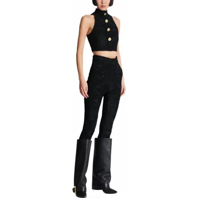 Balmain Baroque-pattern Top In Black