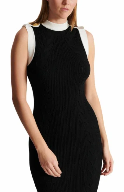 Balmain Sleeveless Torsade Knit Long Dress In Black