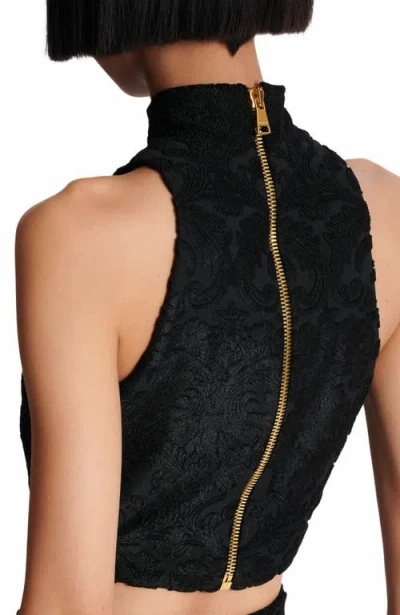 Balmain Baroque-pattern Top In Black