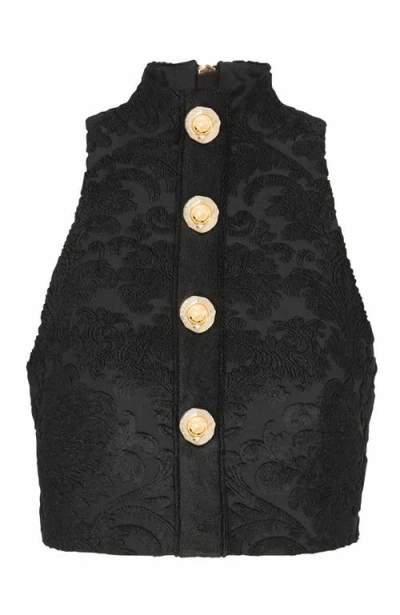Balmain Baroque-pattern Top In Black