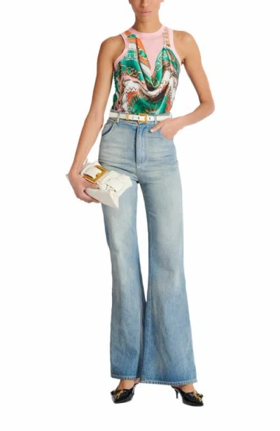 Balmain Flared-fit Blue Washed Denim Jeans
