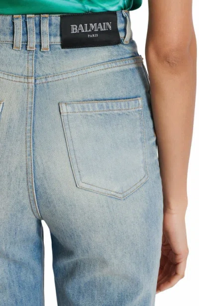 Balmain Flared-fit Blue Washed Denim Jeans