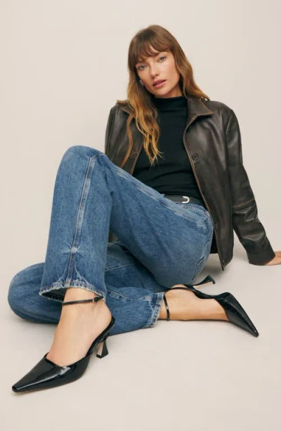 Reformation Natasha Ankle Strap Mesh Pump In Black