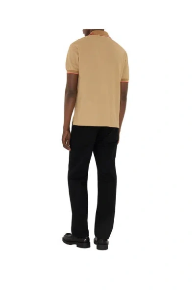 Burberry Logo Collar Cotton Polo Shirt In Neutral