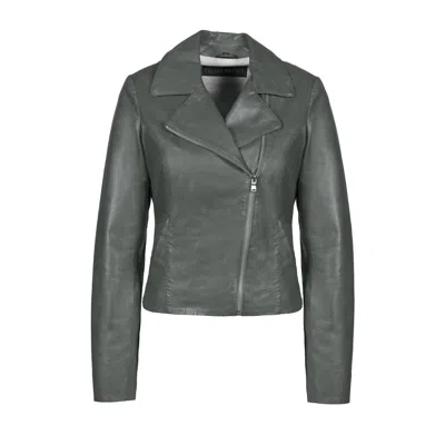 Freaky Nation Women's Grey Leather Biker Jacket Granite In Gray