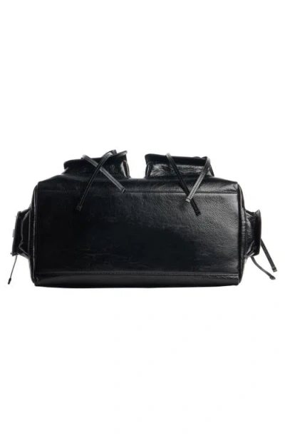 Acne Studios Multipocket Luxe Crinkle Leather Top Handle Bag In Black