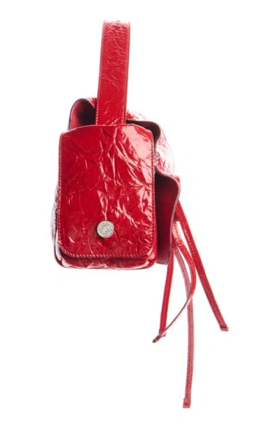 Acne Studios Multipocket Crinkle Patent Leather Top Handle Bag In Red