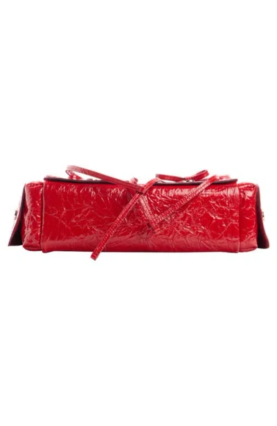 Acne Studios Multipocket Crinkle Patent Leather Top Handle Bag In Red