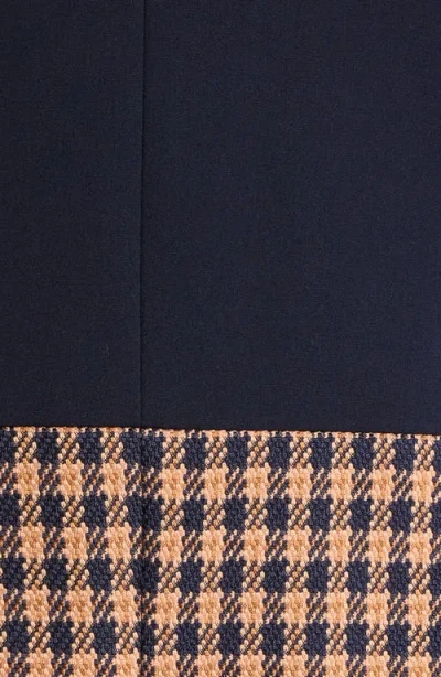 Tahari Asl Check Color Block Jacket In Blue