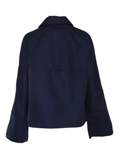 Duno Cropped Jacket With Classic Collar In Blue