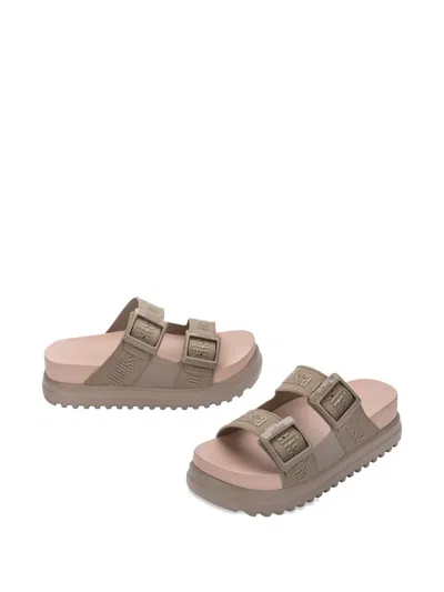Melissa Platform Double-strap Slides In Neutral