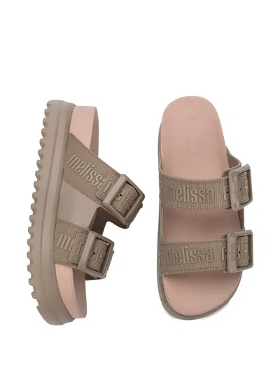 Melissa Platform Double-strap Slides In Neutral
