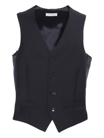 Luigi Bianchi Mantova Satin-finish Waistcoat In Black