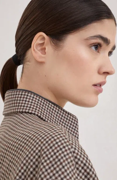 Brunello Cucinelli Check-pattern Shirt With Belt And Shiny Collar Detail In Brown