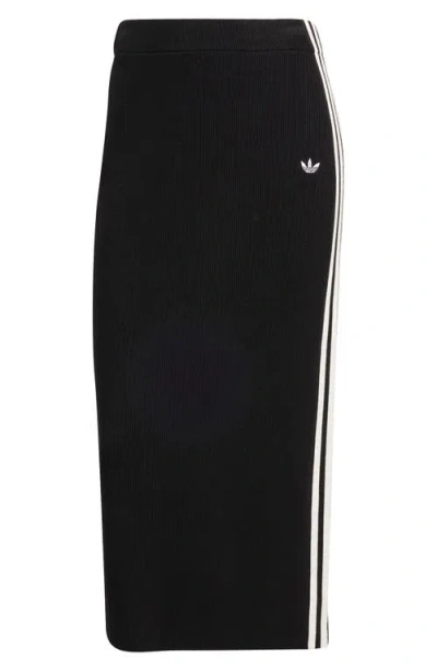 Adidas Originals Black Adicolor Knit Maxi Skirt In Multi