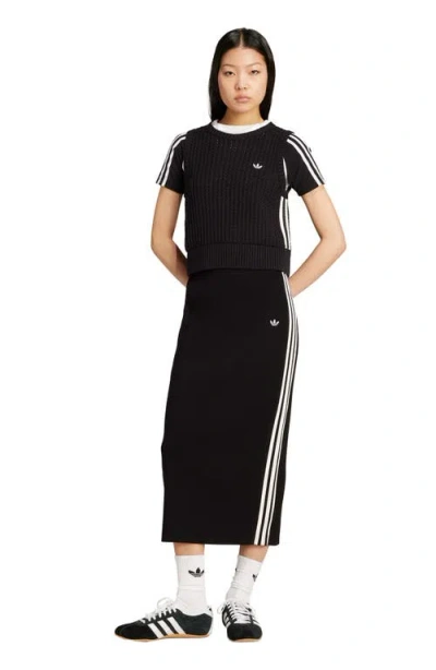 Adidas Originals Black Adicolor Knit Maxi Skirt In Multi