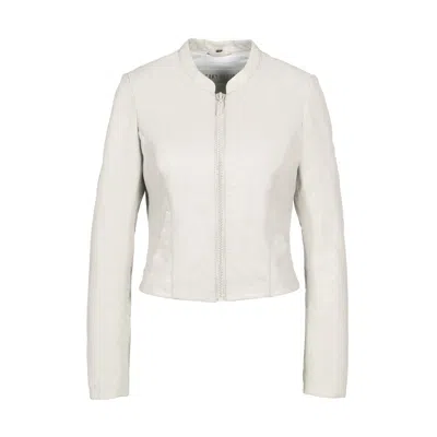Freaky Nation Women's Leather Jacket Sparkling White