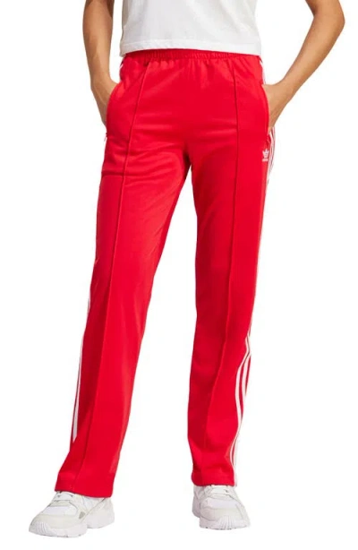 Adidas Originals Straight Trousers With Elastic Waistband And Side Stripes In Red