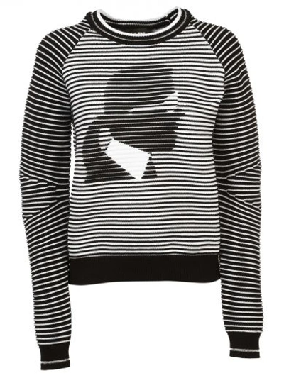 Shop Karl Lagerfeld Stripe Sweater In Black