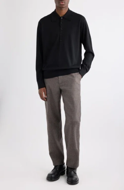 Dries Van Noten Black Wool Muano Polo Shirt In Black
