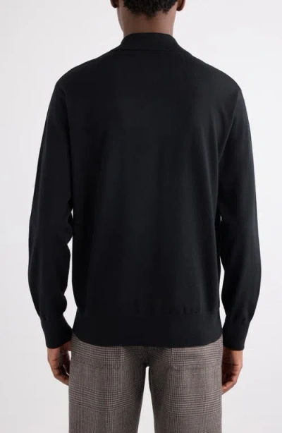 Dries Van Noten Black Wool Muano Polo Shirt In Black