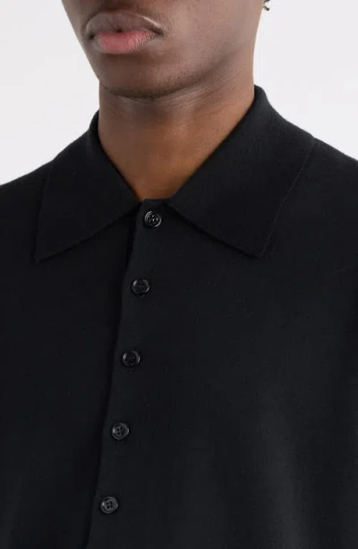 Dries Van Noten Black Wool Muano Polo Shirt In Black