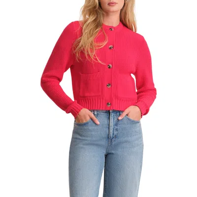 525 Palmer Crewneck Cotton Cardigan In Red
