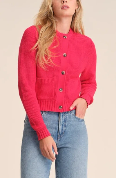 525 Palmer Crewneck Cotton Cardigan In Red