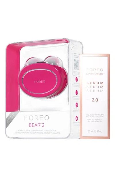 Foreo Bear 2 Fuchsia And Supercharged Serum 2.0 Bundle In Pink