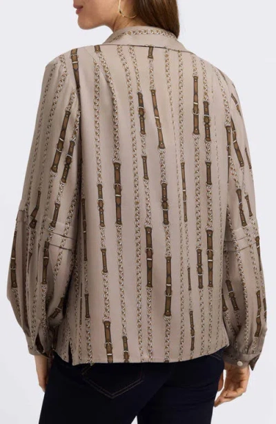 Foxcroft Luna Chain Stripe Button-up Shirt In Neutral