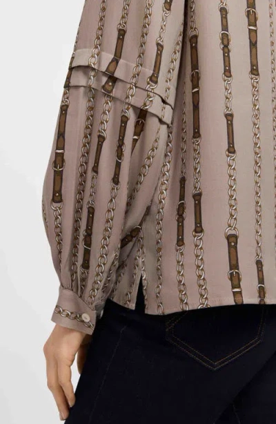 Foxcroft Luna Chain Stripe Button-up Shirt In Neutral