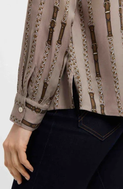 Foxcroft Luna Chain Stripe Button-up Shirt In Neutral