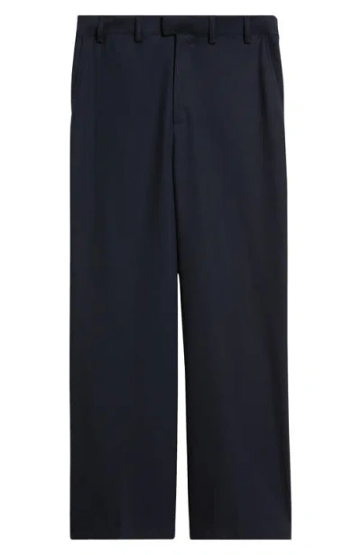 Krost Eco Solid Navy Flat Front Lyocell Blend Pants In Blue