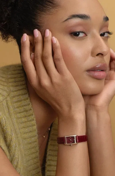 Olivia Burton Women's Mini Grove Cherry Leather Calfskin Strap Watch, 16mm In Red